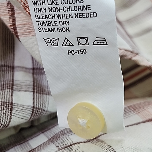 Timberland Men's Shirt Beige/Orange/Brown 100% Cotton Short Sleeve Button Up L - Picture 10 of 10